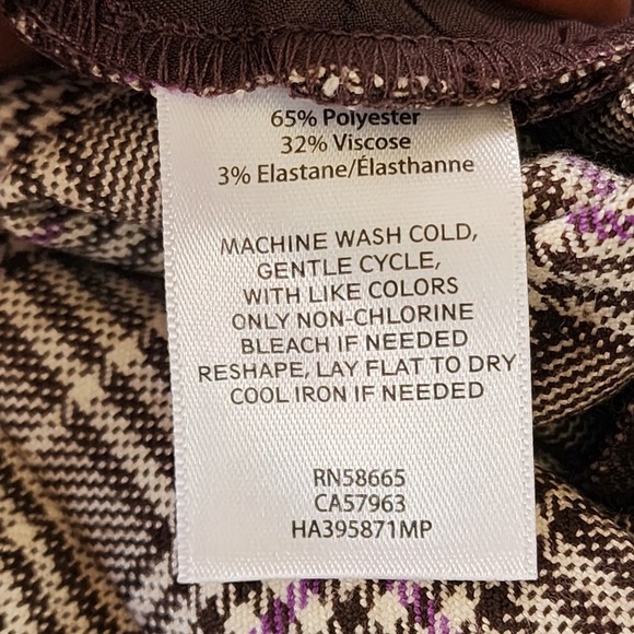 Halogen Plaid Wide Leg Crop Pants Brown Purple Stretch Size 4P Workwear - Picture 7 of 12